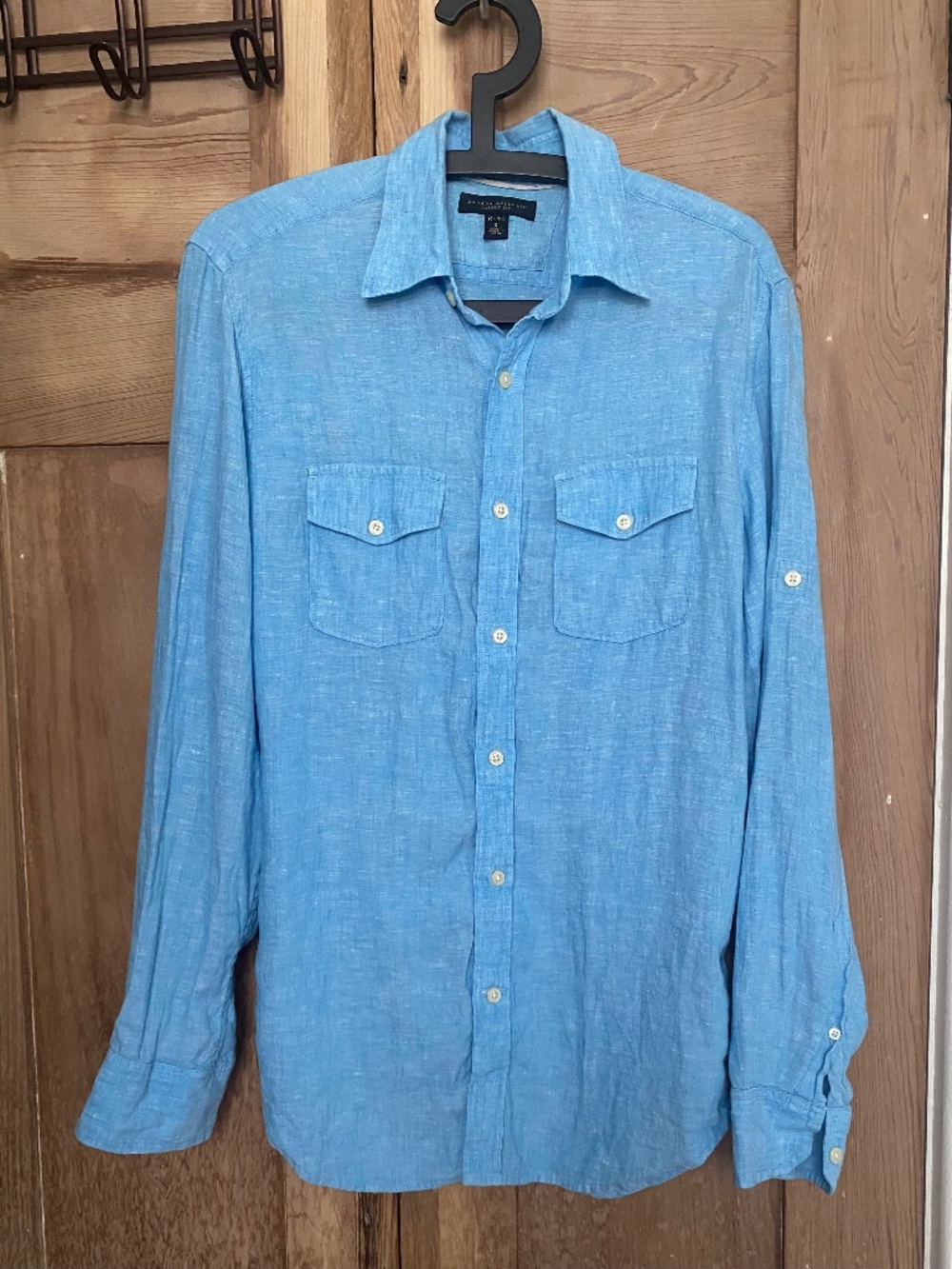 Banana Republic Classic Fit 100% Linen Blue Shirt Size Small